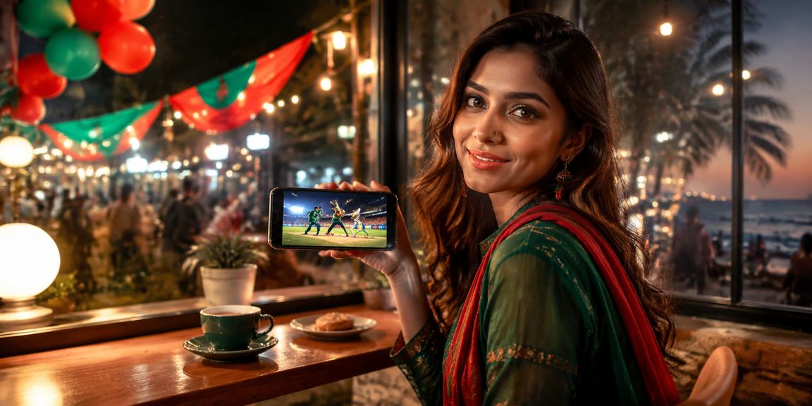 A joyful winbt lottery moment in Dhaka — festive atmosphere lit up in red and green